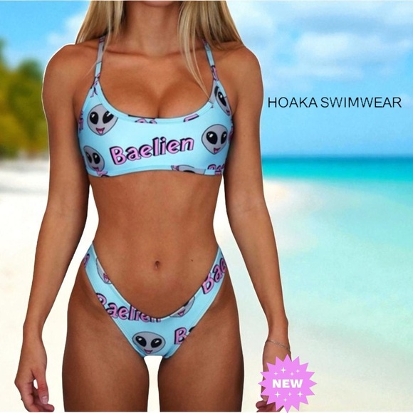 NEW, Hoaka Swimwear Kepler Pony Baelien Bikini Set (Size S & XS), Blue ☀️ - Picture 1 of 12